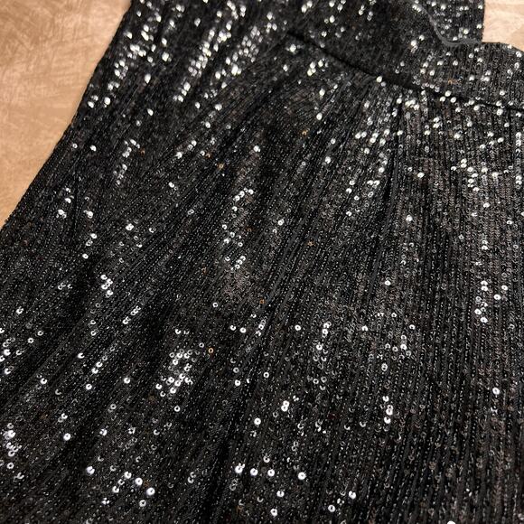 Eliza J Black Sequined Wide Leg Formal Pants High Rise Disco Whimsigoth Party - Picture 4 of 8